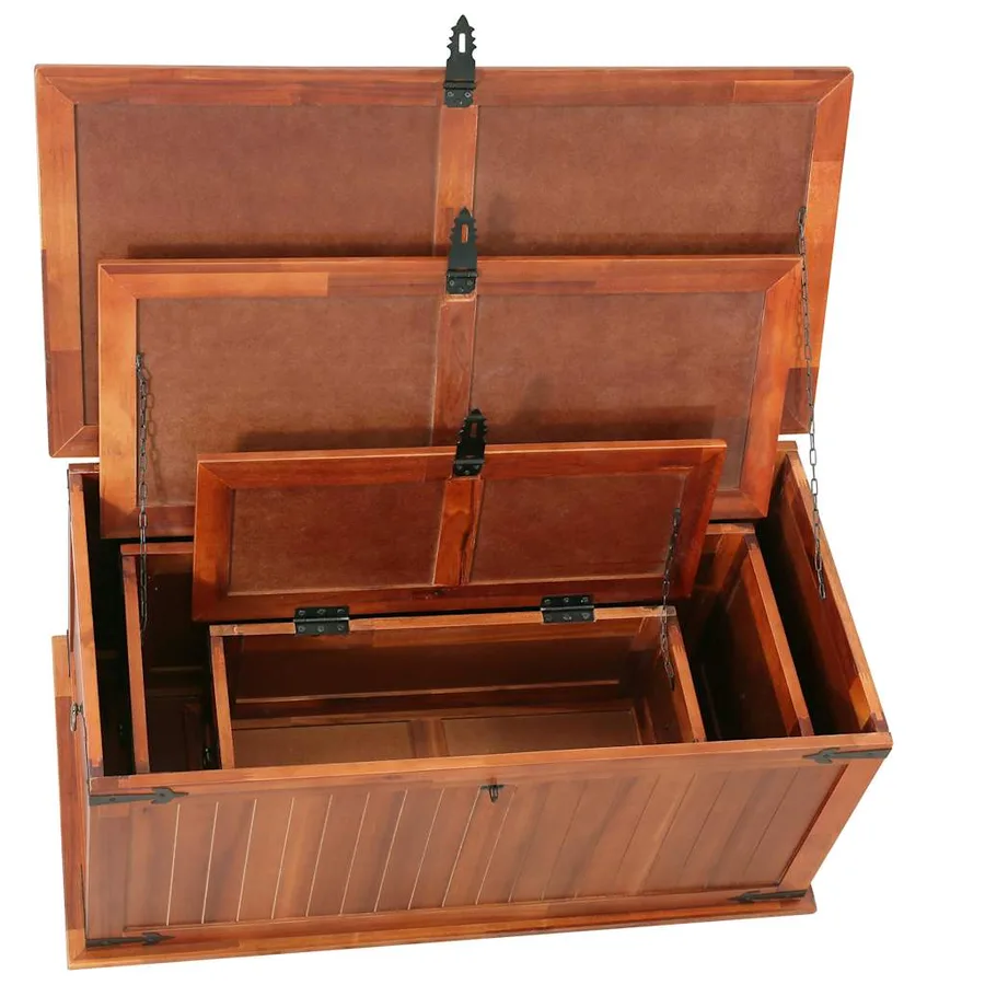 Coffres de rangement 3 pcs Bois d'acacia solide - 4