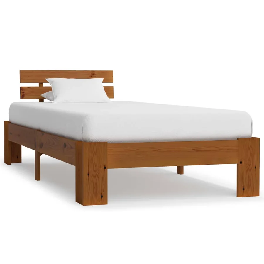 Cadre de lit sans matelas Marron miel Bois pin massif 90x200 cm