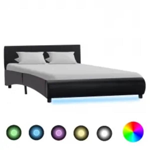 Cadre de lit avec LED sans matelas noir 140x200 cm