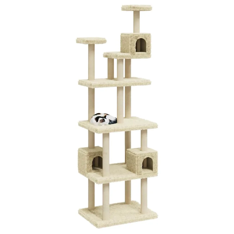Arbre à chat avec griffoirs en sisal Crème 188 cm - 3