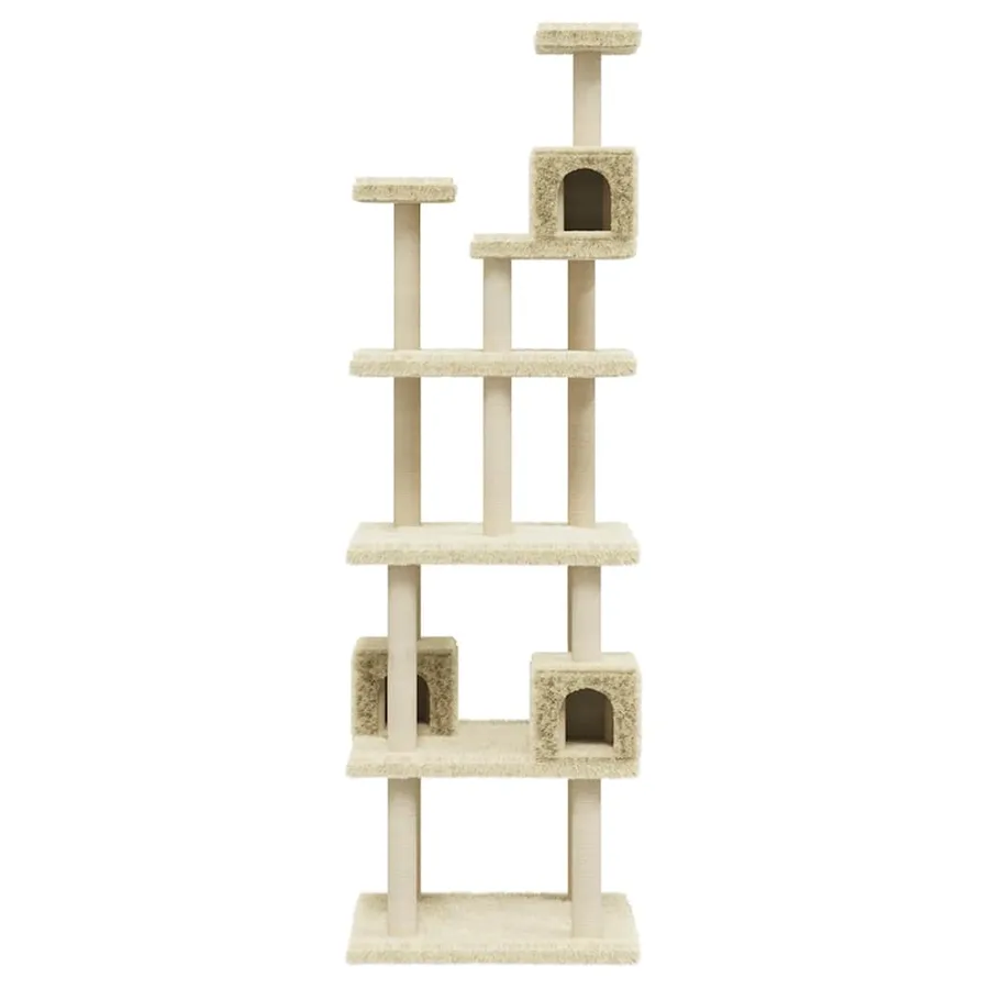 Arbre à chat avec griffoirs en sisal Crème 188 cm - 4