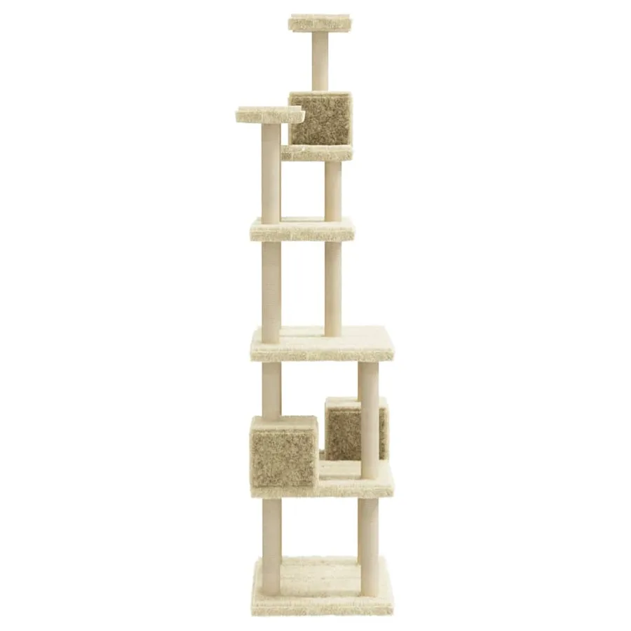 Arbre à chat avec griffoirs en sisal Crème 188 cm - 5