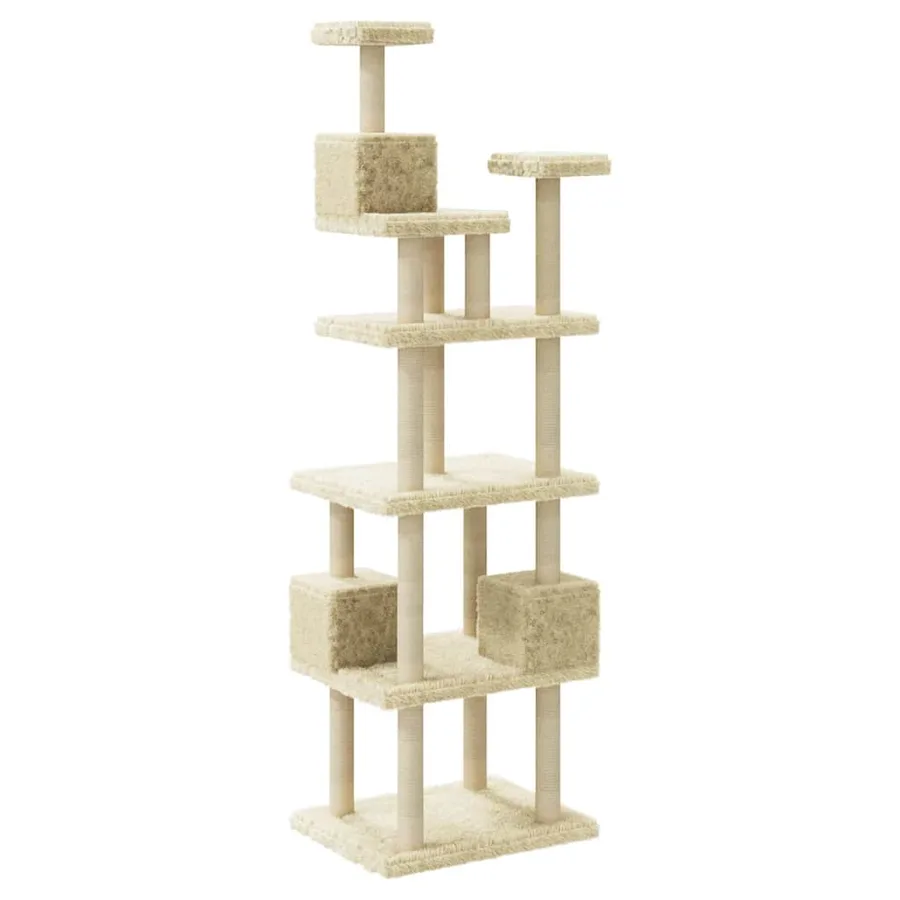 Arbre à chat avec griffoirs en sisal Crème 188 cm - 6