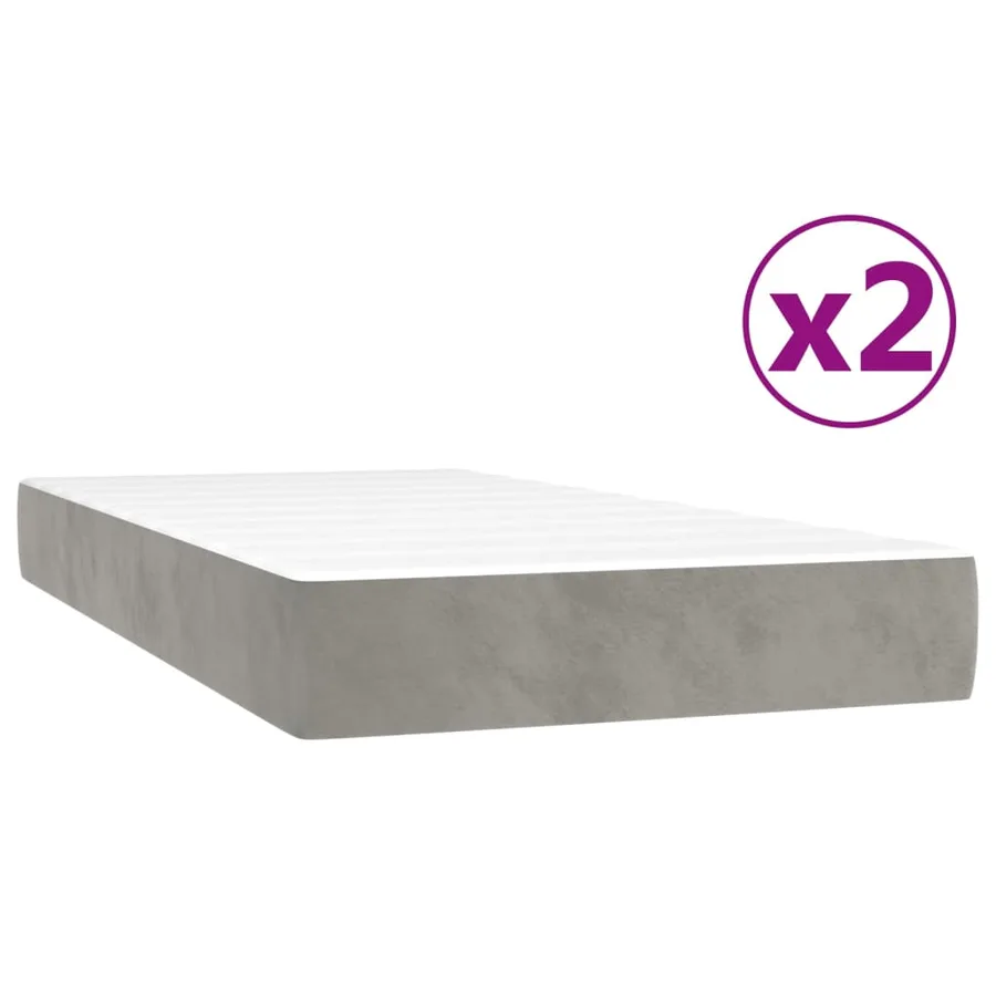 Sommier à lattes de lit et matelas Gris clair 200x200cm Velours - 5