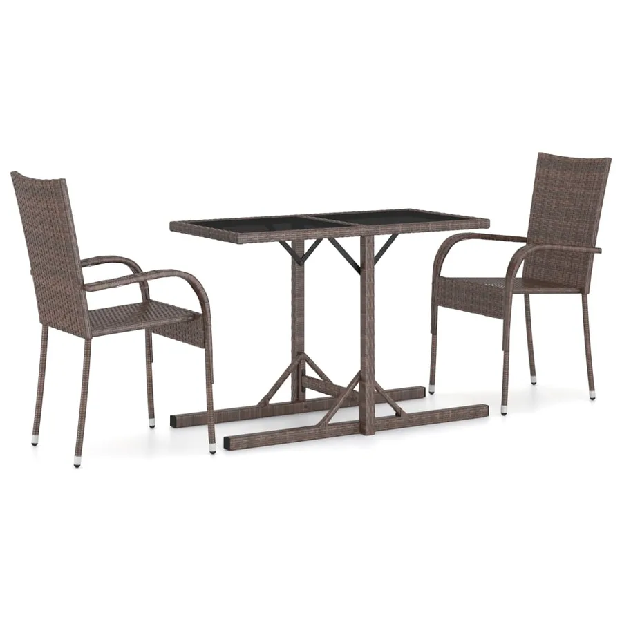 Ensemble à manger de jardin 3 pcs Marron - 2