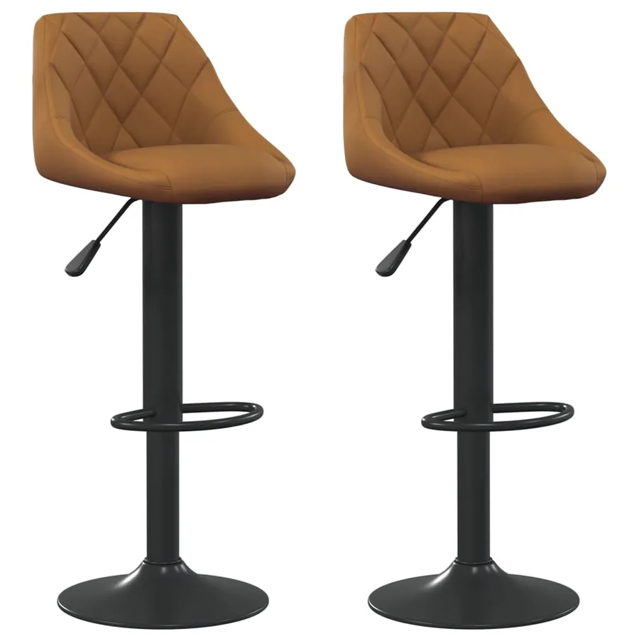 Tabourets de bar lot de 2 marron velours - 2