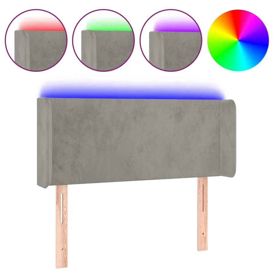 Tête de lit à LED Gris clair 83x16x78/88 cm Velours - 2
