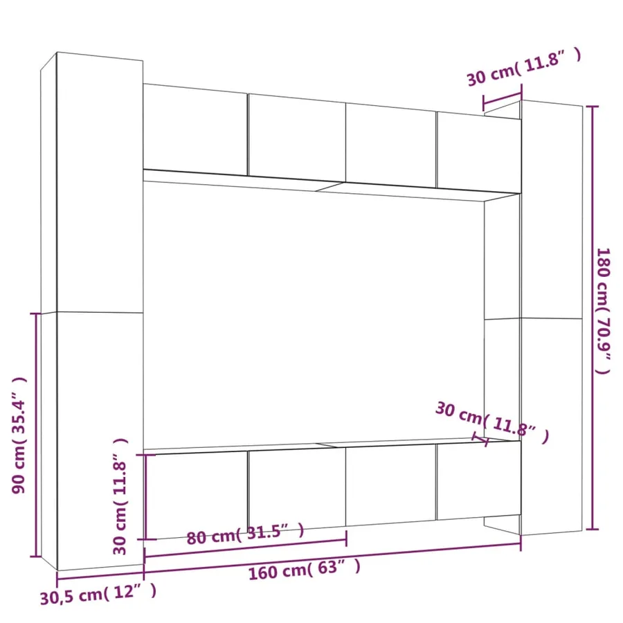 Ensemble de meubles TV 8 pcs Chêne fumé Bois d'ingénierie - 11