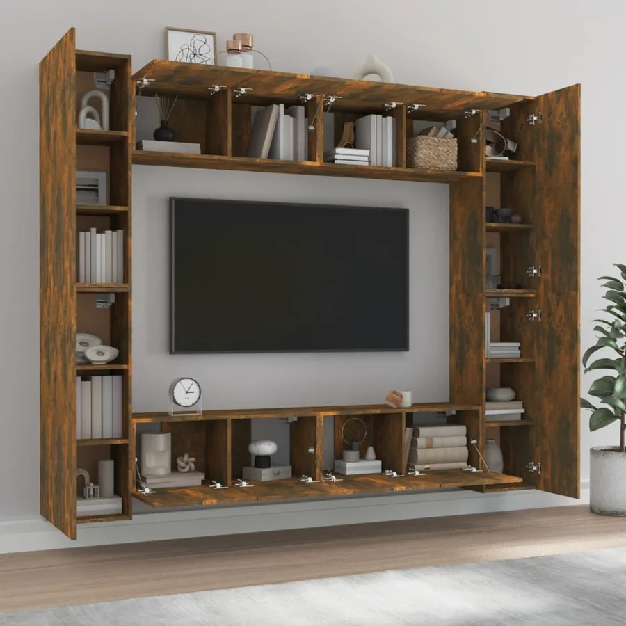 Ensemble de meubles TV 8 pcs Chêne fumé Bois d'ingénierie - 3