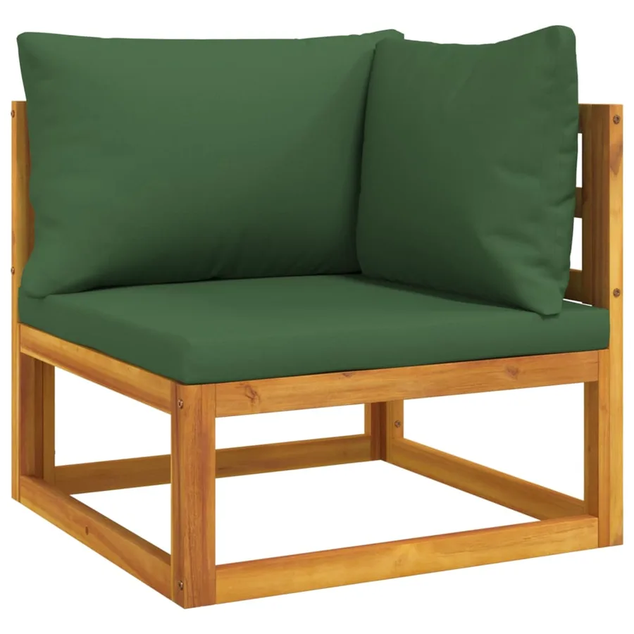 Salon de jardin 4 pcs avec coussins vert bois massif - 4