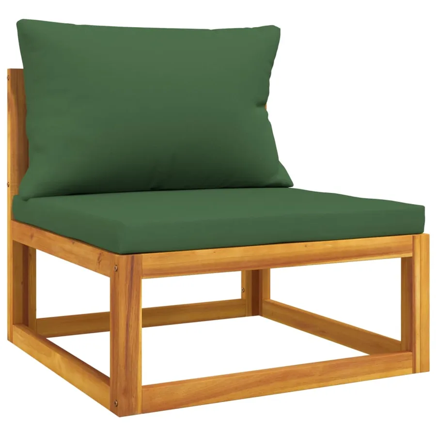Salon de jardin 4 pcs avec coussins vert bois massif - 5