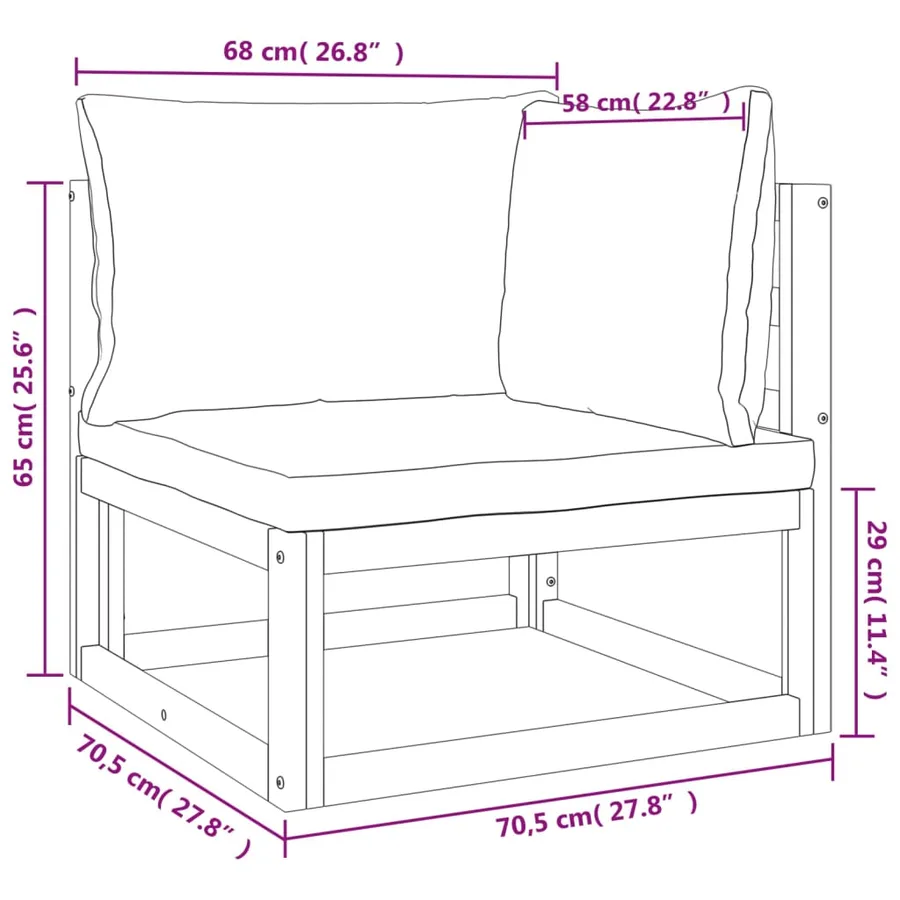 Salon de jardin 4 pcs avec coussins vert bois massif - 8