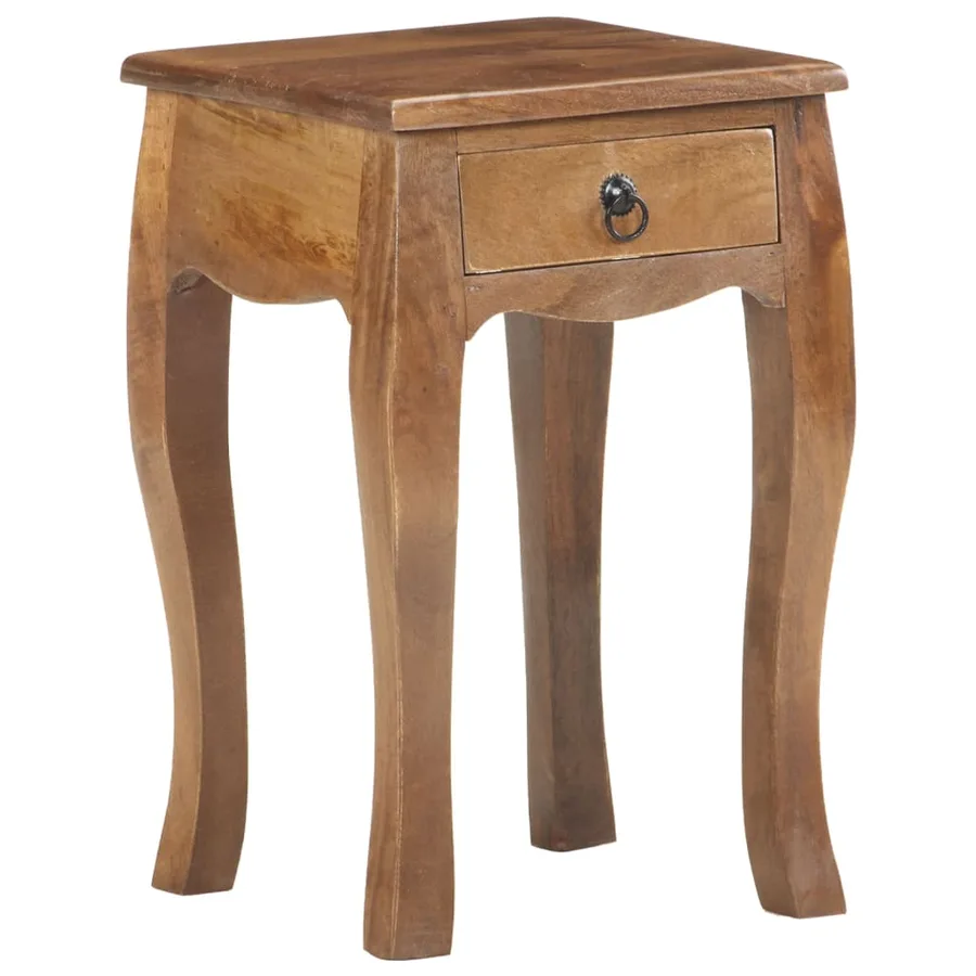 Table de chevet 28x28x46 cm Bois de manguier massif - 11