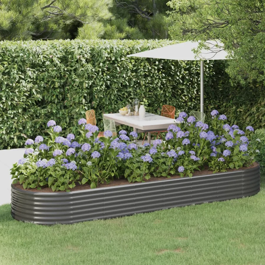 Lit surélevé de jardin Acier galvanisé 322x100x36cm gris