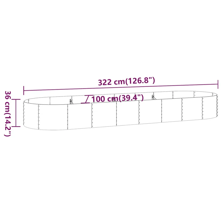 Lit surélevé de jardin Acier galvanisé 322x100x36cm gris - 6