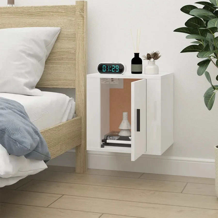 Meuble TV mural Blanc brillant 40x34,5x40 cm - 3