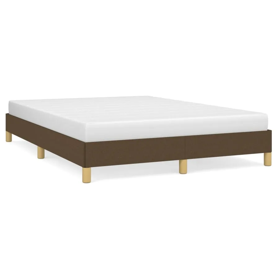Cadre de lit sans matelas marron foncé 140x200 cm tissu - 2