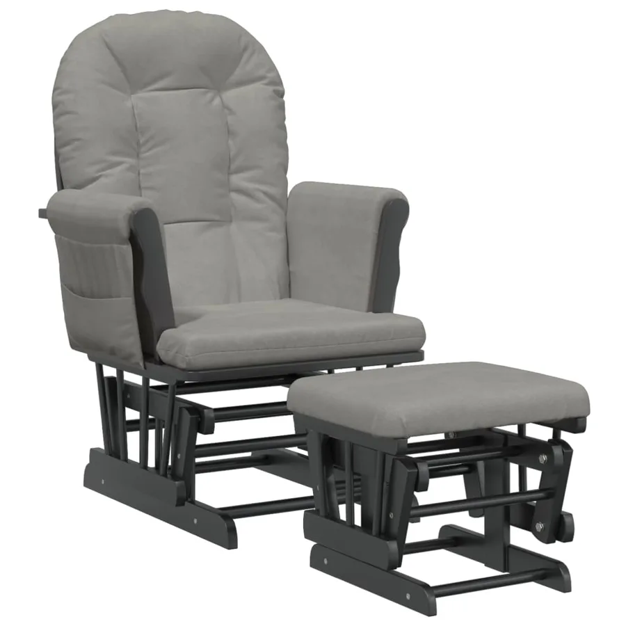 Chaise berçante avec repose-pied Gris clair Tissu - 2