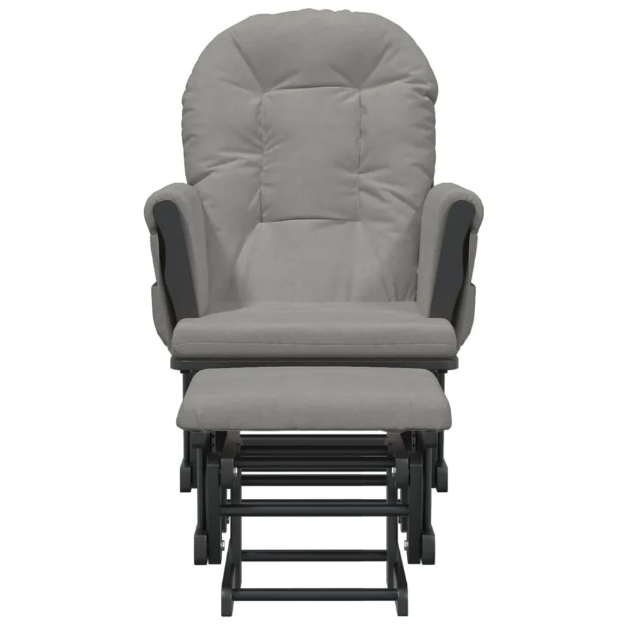 Chaise berçante avec repose-pied Gris clair Tissu - 3