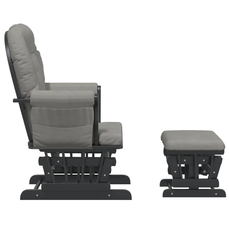 Chaise berçante avec repose-pied Gris clair Tissu - 4