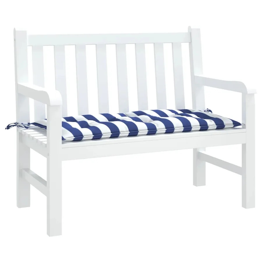 Coussin de banc de jardin rayures bleues et blanches 100x50x7cm - 3