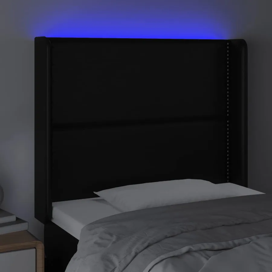 Tête de lit à LED Noir 83x16x118/128 cm Similicuir - 4