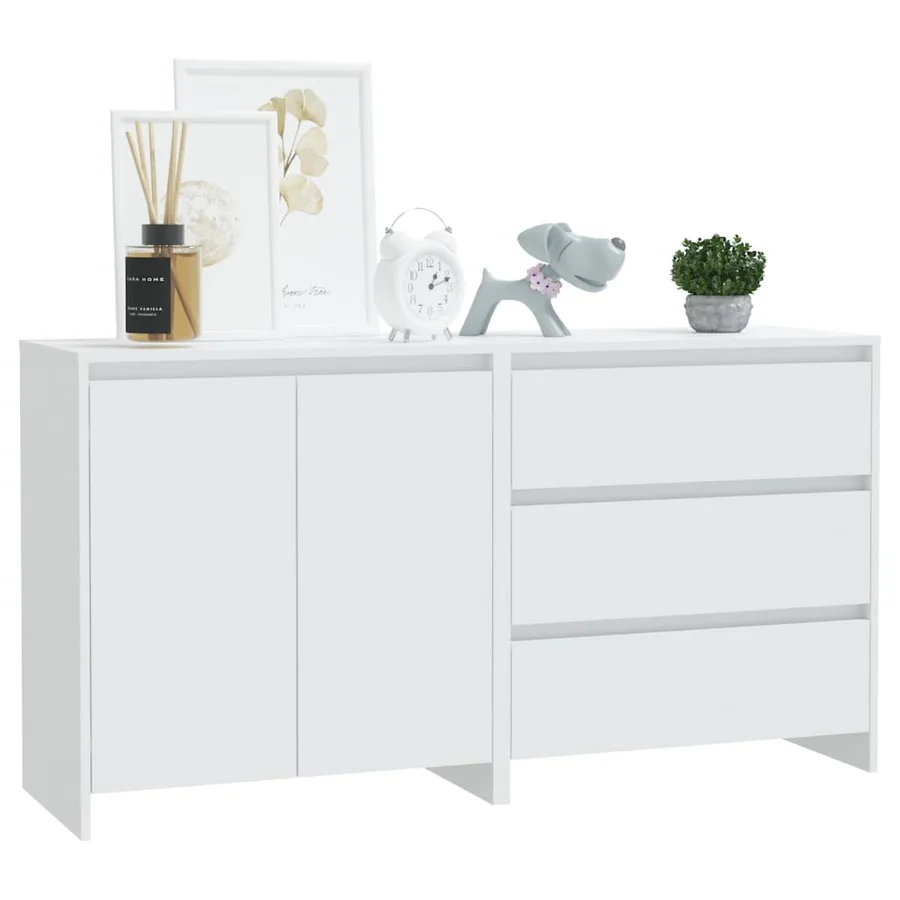 Buffets 2 pcs Blanc Bois d'ingénierie - 3