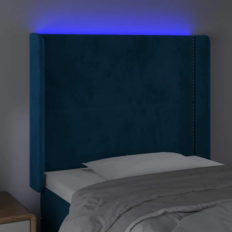 Tête de lit à LED Bleu foncé 103x16x118/128 cm Velours - 4