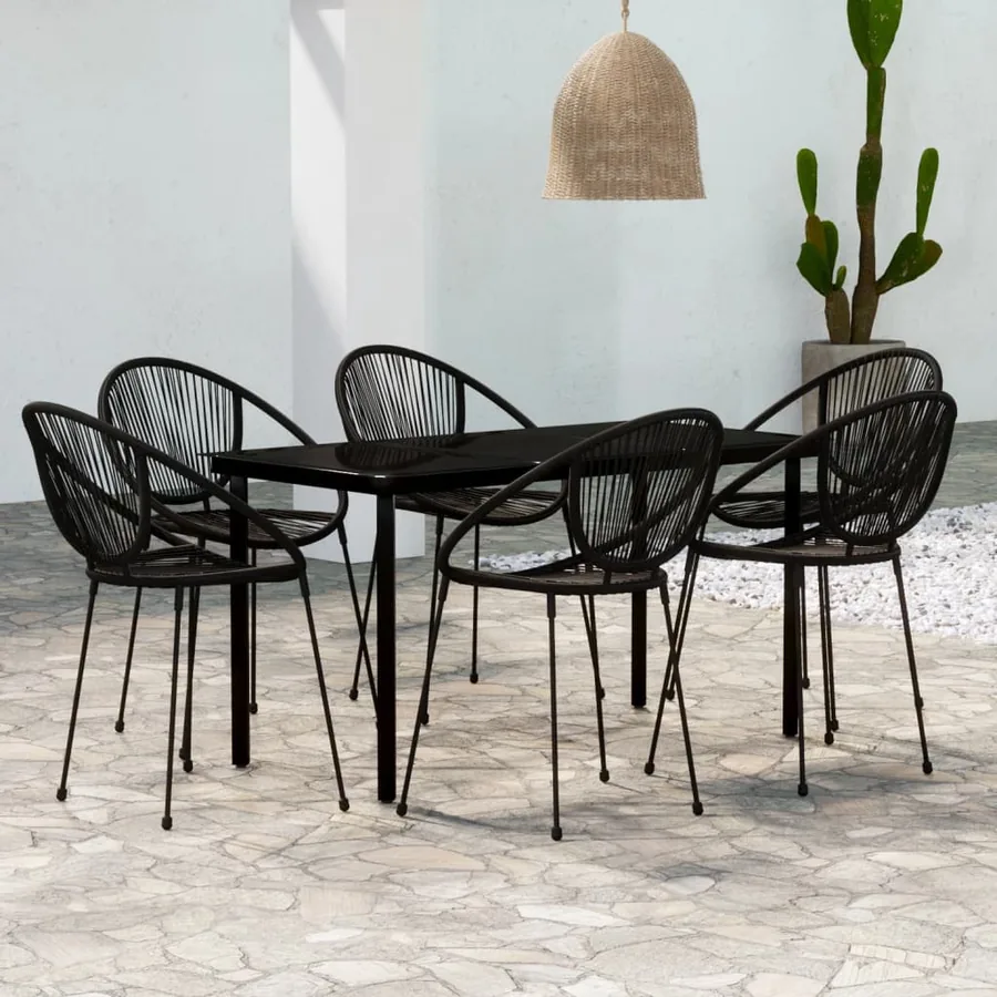Ensemble à manger de jardin 7 pcs Noir