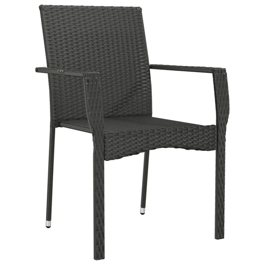 Chaises de jardin lot de 4 avec coussins Résine tressée Noir - 4