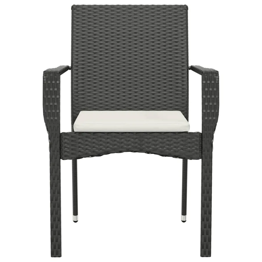 Chaises de jardin lot de 4 avec coussins Résine tressée Noir - 5