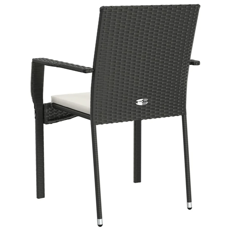 Chaises de jardin lot de 4 avec coussins Résine tressée Noir - 7