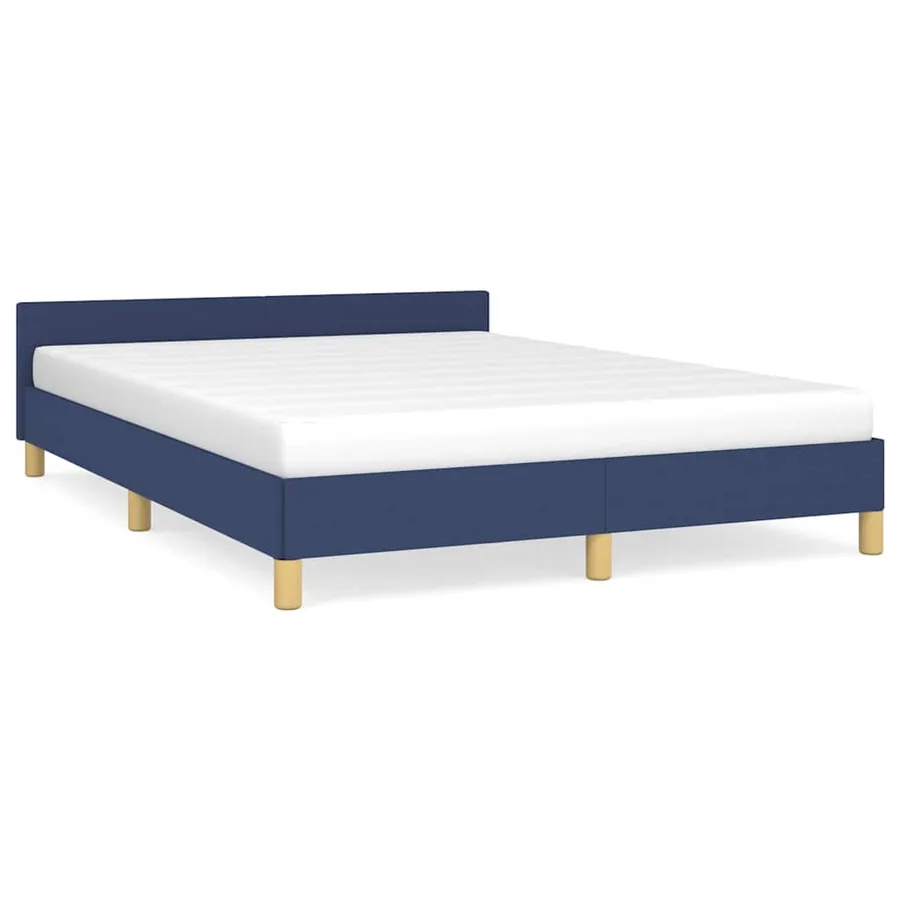 Cadre de lit avec tête de lit sans matelas bleu 140x200cm tissu - 2