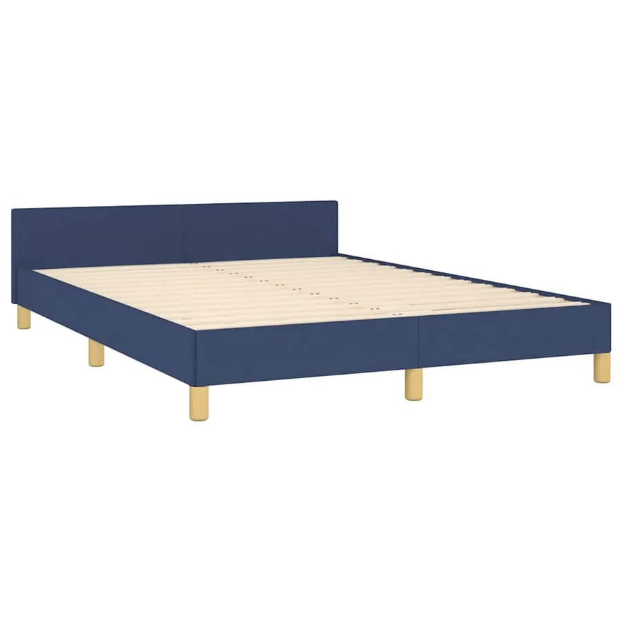 Cadre de lit avec tête de lit sans matelas bleu 140x200cm tissu - 4