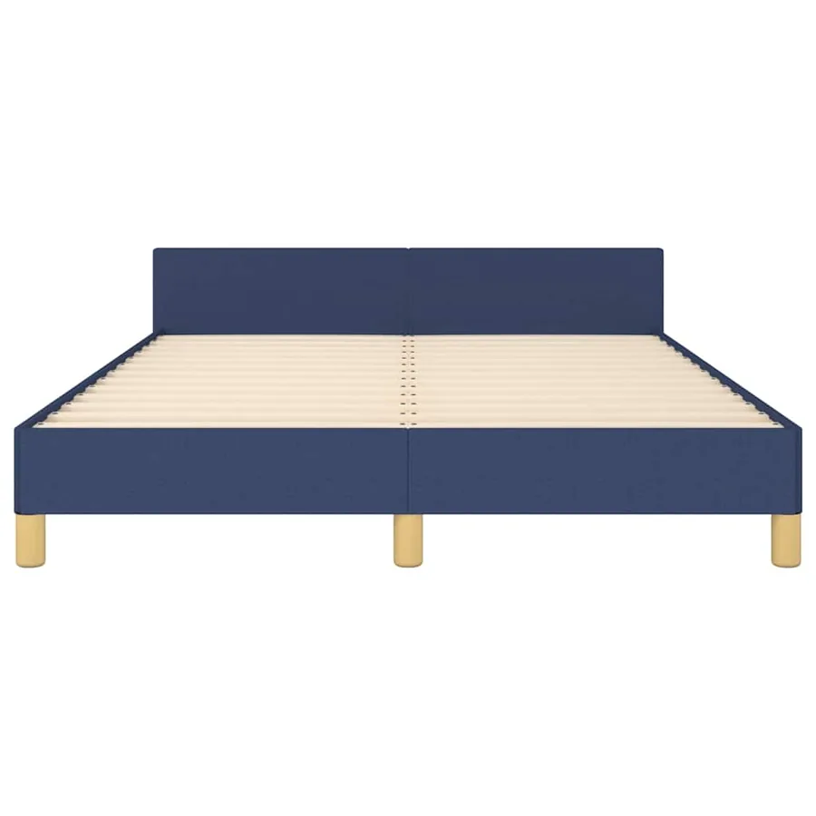 Cadre de lit avec tête de lit sans matelas bleu 140x200cm tissu - 5