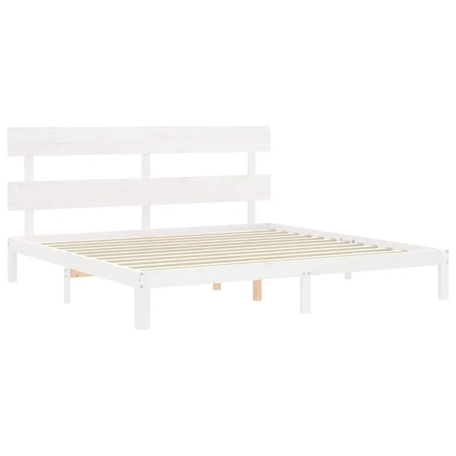 Cadre de lit sans matelas blanc 200x200 cm bois massif de pin - 5
