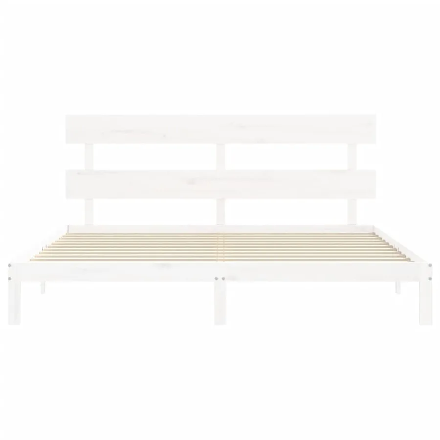 Cadre de lit sans matelas blanc 200x200 cm bois massif de pin - 6
