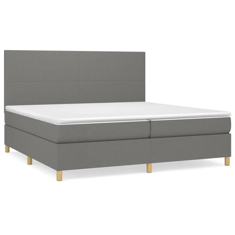 Sommier à lattes de lit avec matelas Gris foncé 200x200cm Tissu - 2