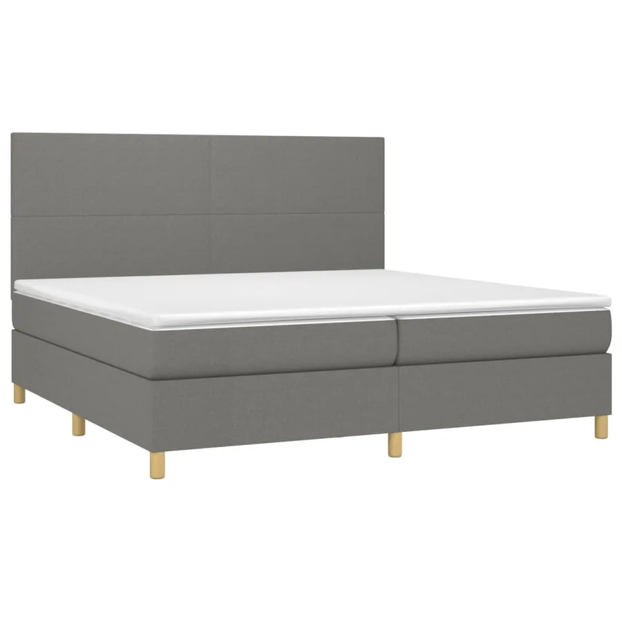 Sommier à lattes de lit avec matelas Gris foncé 200x200cm Tissu - 3