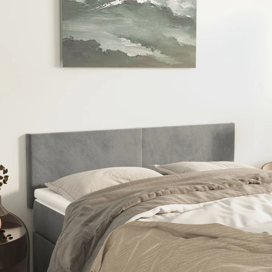 Têtes de lit Gris clair 144x5x78/88 cm Velours
