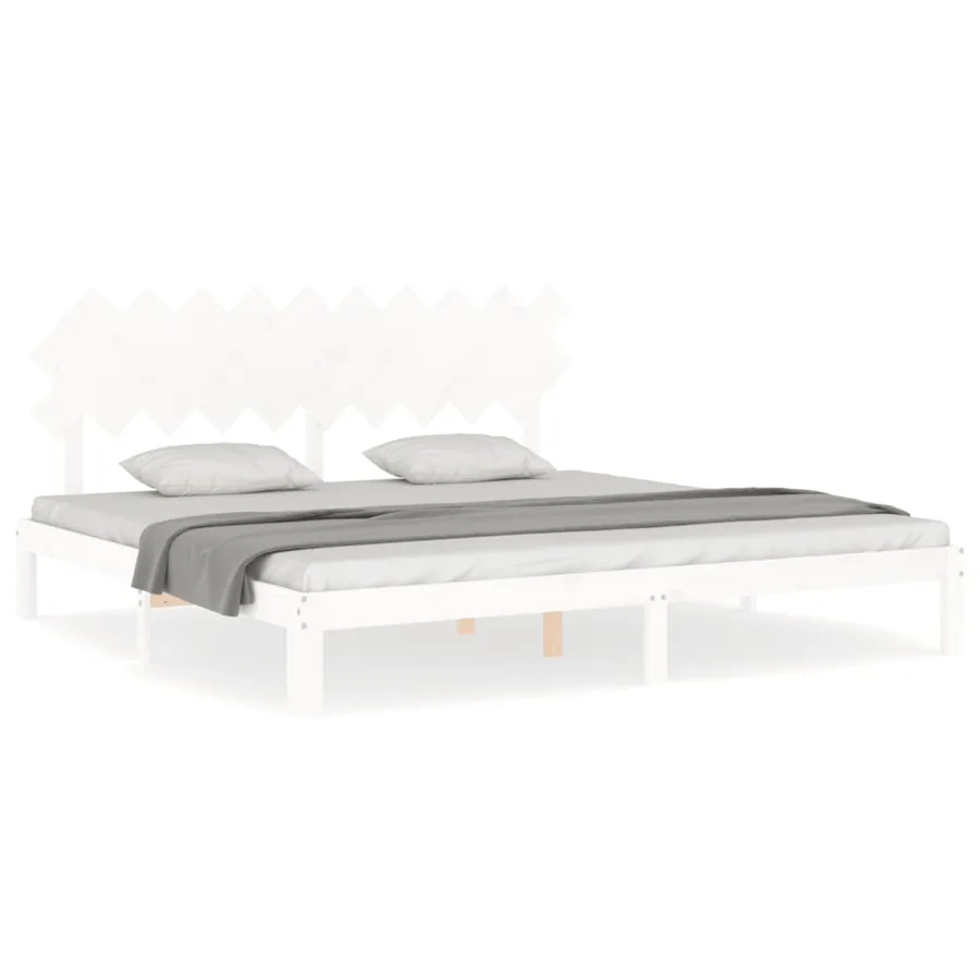 Cadre de lit sans matelas blanc 200x200 cm bois massif de pin - 2