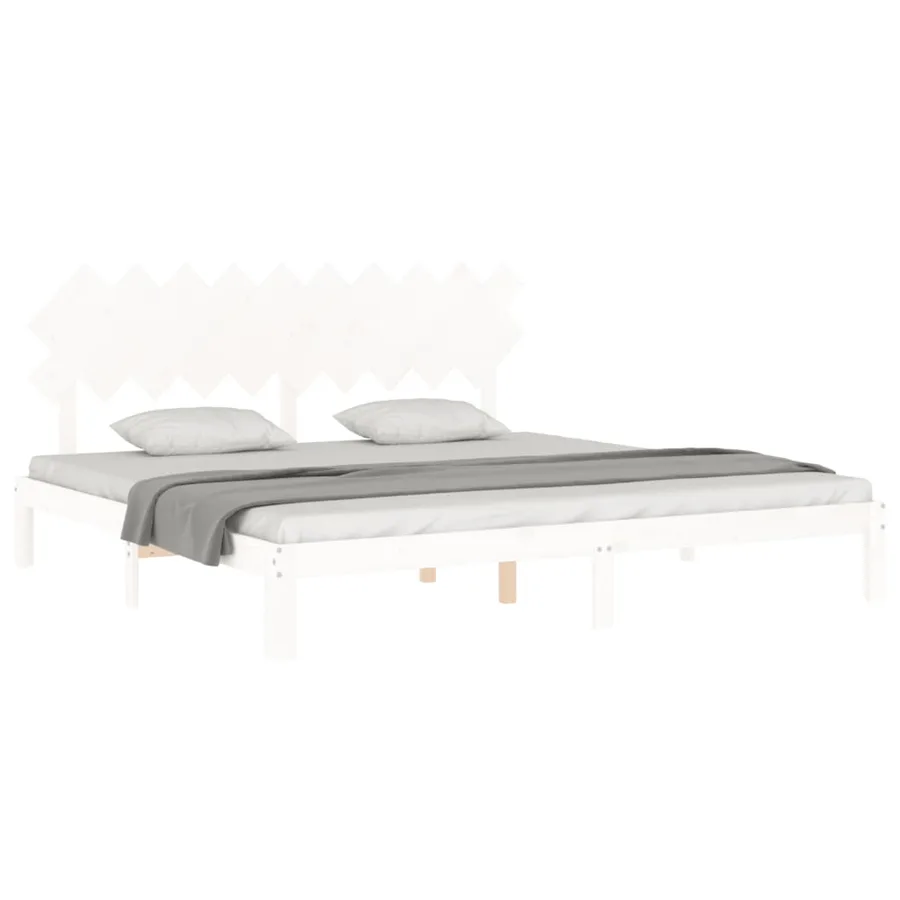 Cadre de lit sans matelas blanc 200x200 cm bois massif de pin - 4