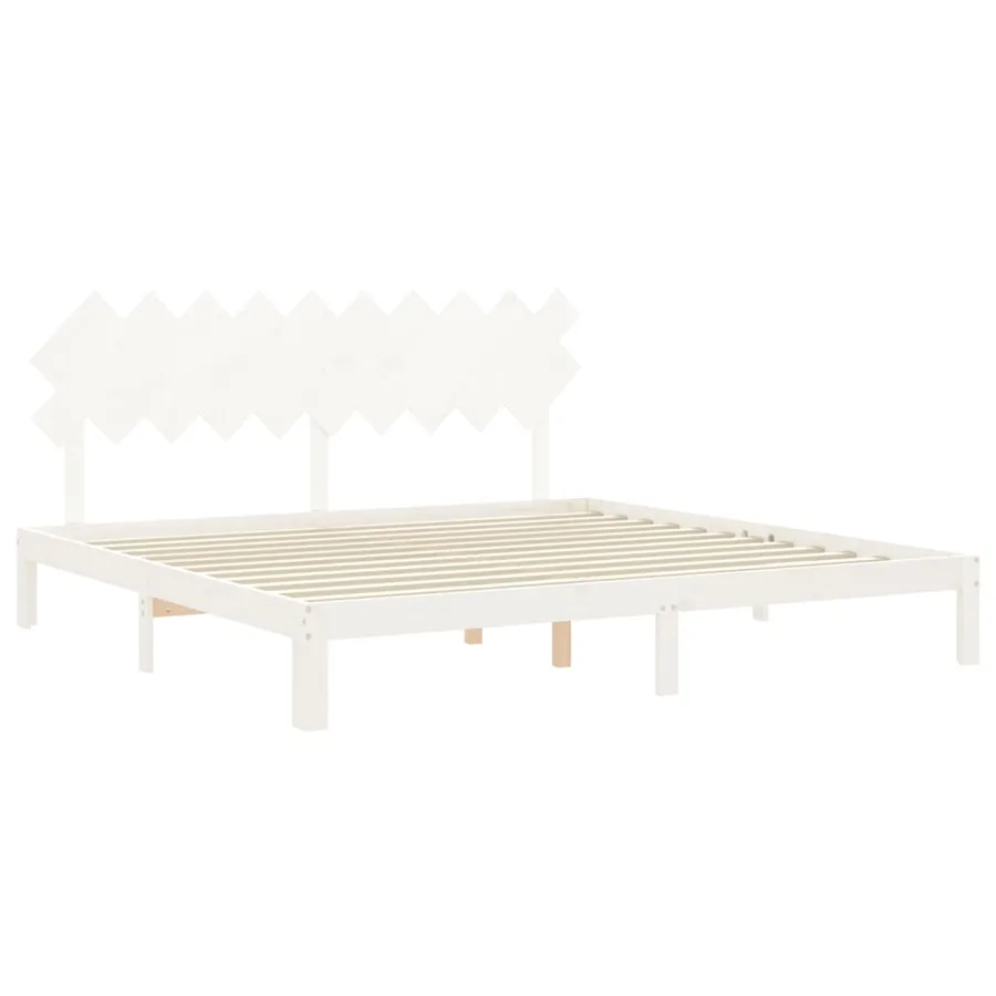 Cadre de lit sans matelas blanc 200x200 cm bois massif de pin - 5