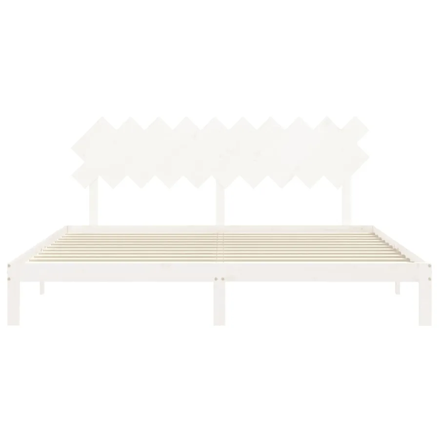 Cadre de lit sans matelas blanc 200x200 cm bois massif de pin - 6
