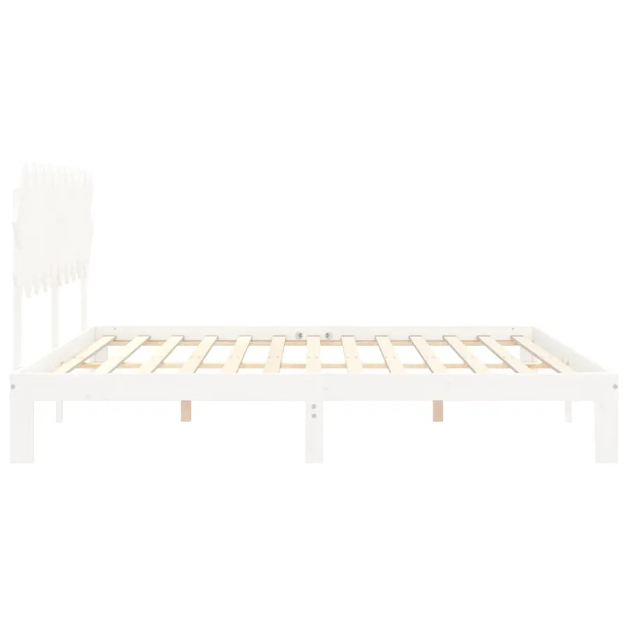 Cadre de lit sans matelas blanc 200x200 cm bois massif de pin - 7
