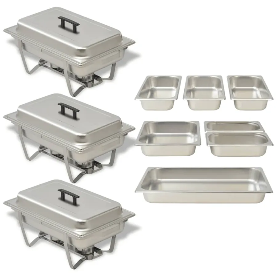 Ensemble de chauffe-plats 3 pcs Acier inoxydable