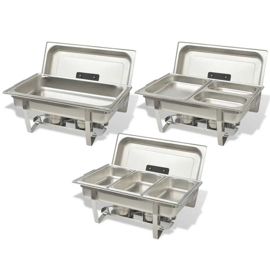 Ensemble de chauffe-plats 3 pcs Acier inoxydable - 3