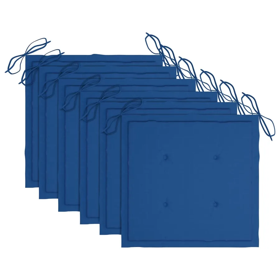 Chaises de jardin lot de 6 et coussins bleu royal Bois de teck - 5