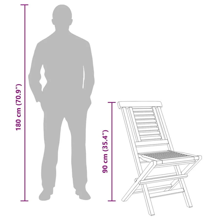 Chaises de jardin pliantes lot de 6 47x63x90cm bois massif teck - 6