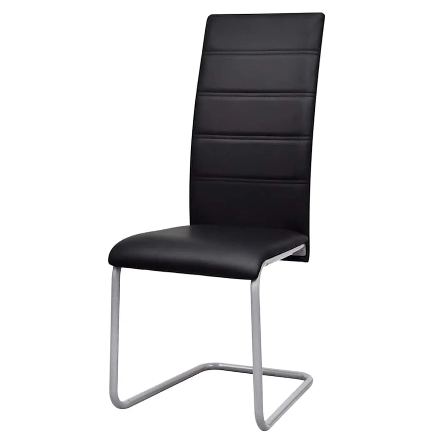 Chaises à manger cantilever lot de 2 noir similicuir - 2